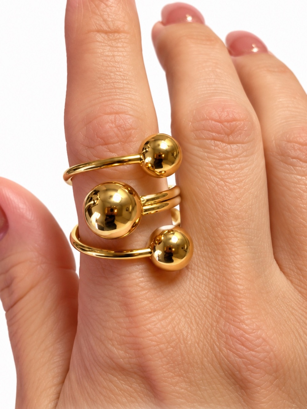 Gold Modern Ball Wrap Ring - Women Jewelry